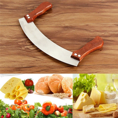 Practical Stainless Steel Double Wooden Handle Cutter