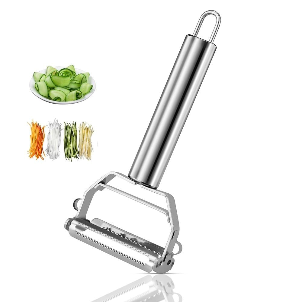 Stainless Steel Cheese Grater, Shredder with Handle, Garlic Mincer Tool and Vegetable Peeler